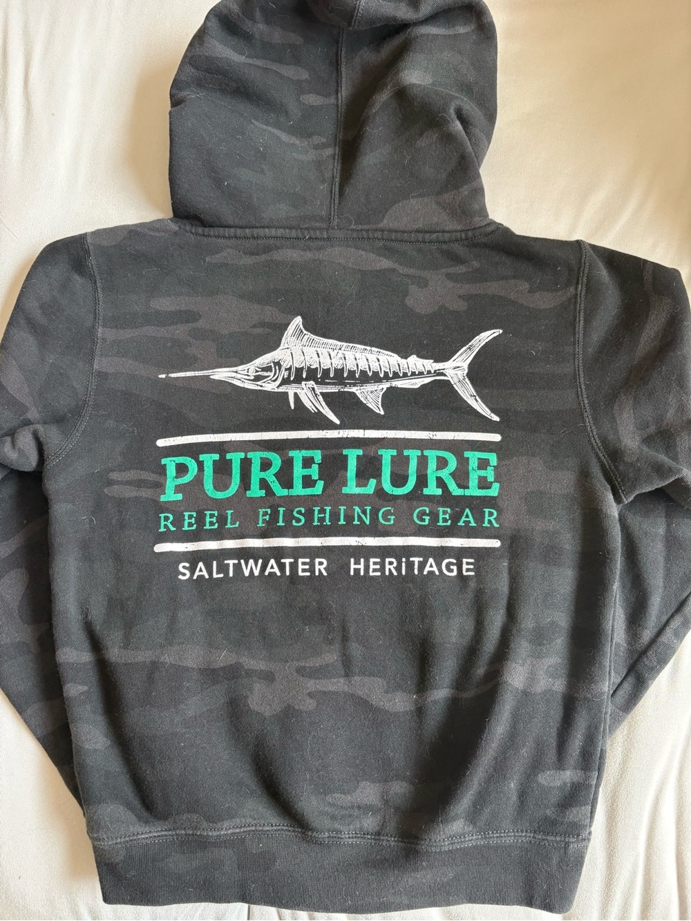 PURE LURE Saltwater Heritage Hoodie - Black with Teal Logo